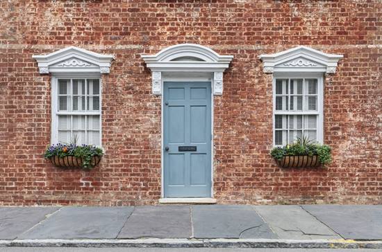 Pale-Blue Front Door 