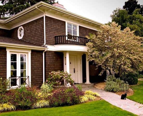 Brown House with Tan Front Door